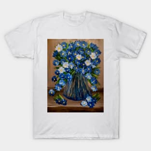 blue and white flowers in a vintage vase T-Shirt